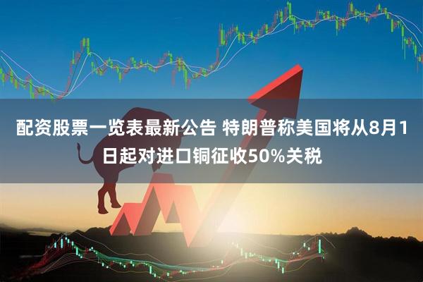 配资股票一览表最新公告 特朗普称美国将从8月1日起对进口铜征收50%关税
