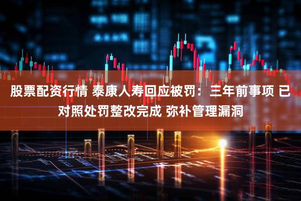 股票配资行情 泰康人寿回应被罚：三年前事项 已对照处罚整改完成 弥补管理漏洞